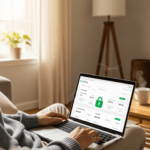 Oszustwa w internecie - bezpieczeństwo w sieci – zwykły człowiek bezpiecznie korzysta z komputera w domu.